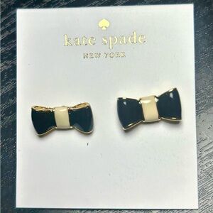 Kate Spade New York Bow Stud Earrings NWT – Black & Cream Enamel Gold Tone Trim